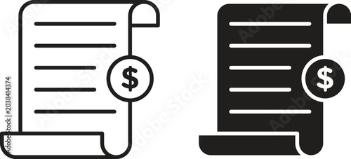 Receipt icon design for signs, logo, apps or website
