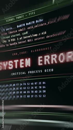 SYSTEM ERROR text, Kernel Panic error