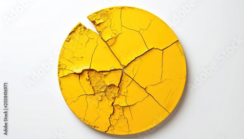Cracked yellow circle against a white backdrop