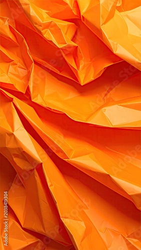 Close-up of vibrant, crinkled orange sheet