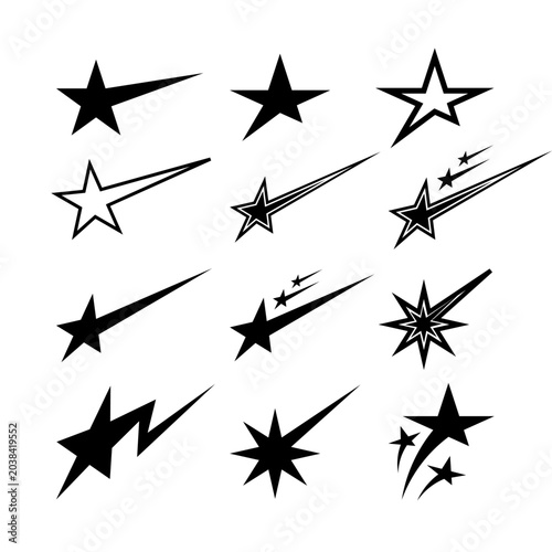Foto Abstract shooting star vector set