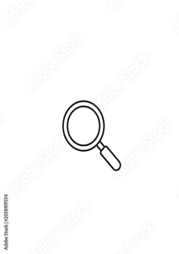 Magnifying glass line art on white background lens