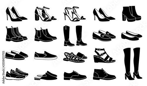 Foto Black Fashion Shoe Silhouette Vector Illustration Pack
