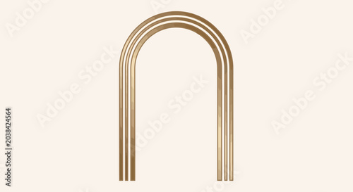 Bild auf Leinwand Minimalist Gold Archway Geometric Shape on Beige Background