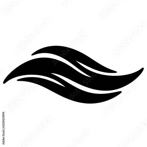 Obraz na płótnie A simple black graphic shape representing a flowing water wave design