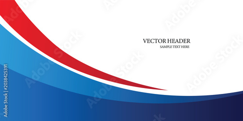 Abstract blue and red curved banner background. vector illustration.