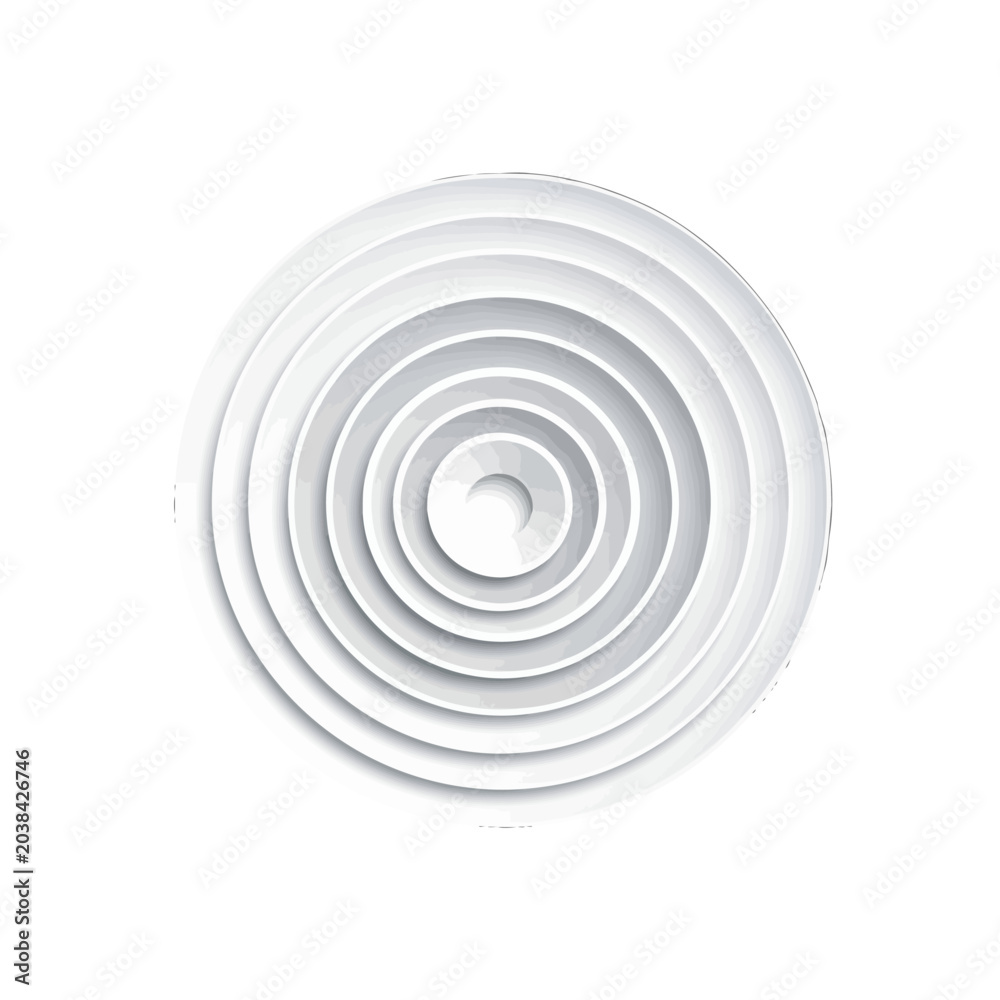Fototapeta premium A simple white circular pattern with concentric rings on background