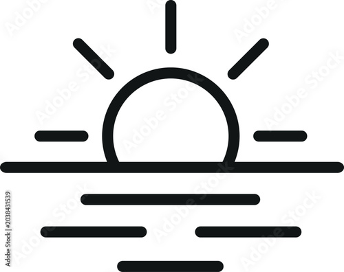 Minimal sunrise icon for weather forecast morning landscape and nature concepts