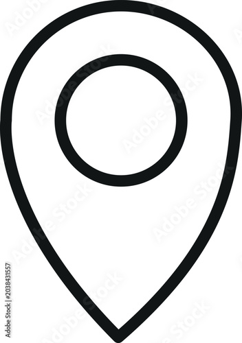 Minimal location pin icon for maps navigation and GPS tracking applications