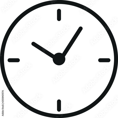 Minimal wall clock icon with time management symbol for schedule and business applications