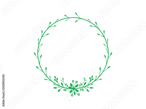 Green Easter egg with leaves and grass in an eco nature design frame