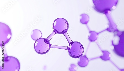 Abstract 3D Rendering of Purple Molecular Structure on White Background.