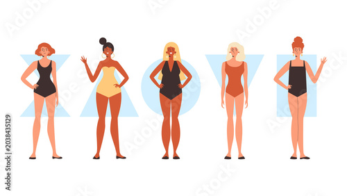 Obraz na płótnie Women's Different Body Types Fashion Illustration