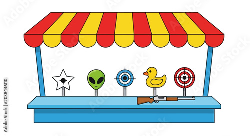 Canvastavla Carnival Shooting Gallery with Targets and Toy Rifle