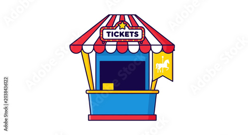 Bilde på lerret Carnival Ticket Booth with Red and White Stripes
