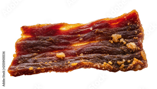 Tableau sur toile Chewy beef jerky strip with visible texture and seasoning