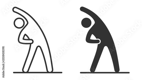 Bild auf Leinwand Stretching fitness icon collection, flexibility and exercise symbols on transpar