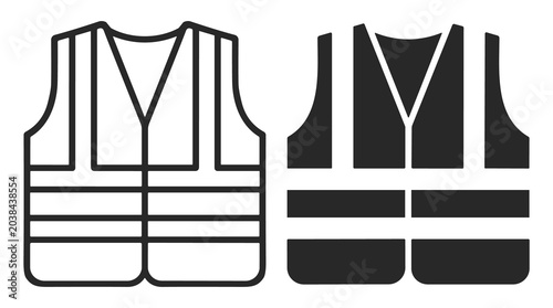 Fotografie Safety vest icon set in outline and solid style for design and construction safe