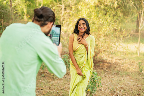Cute Indian woman photographed by her boyfriend
