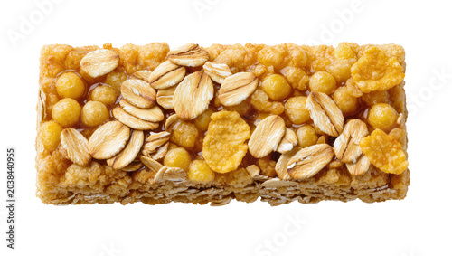 Bild auf Leinwand Granola bar with oats puffed rice, and corn flakes