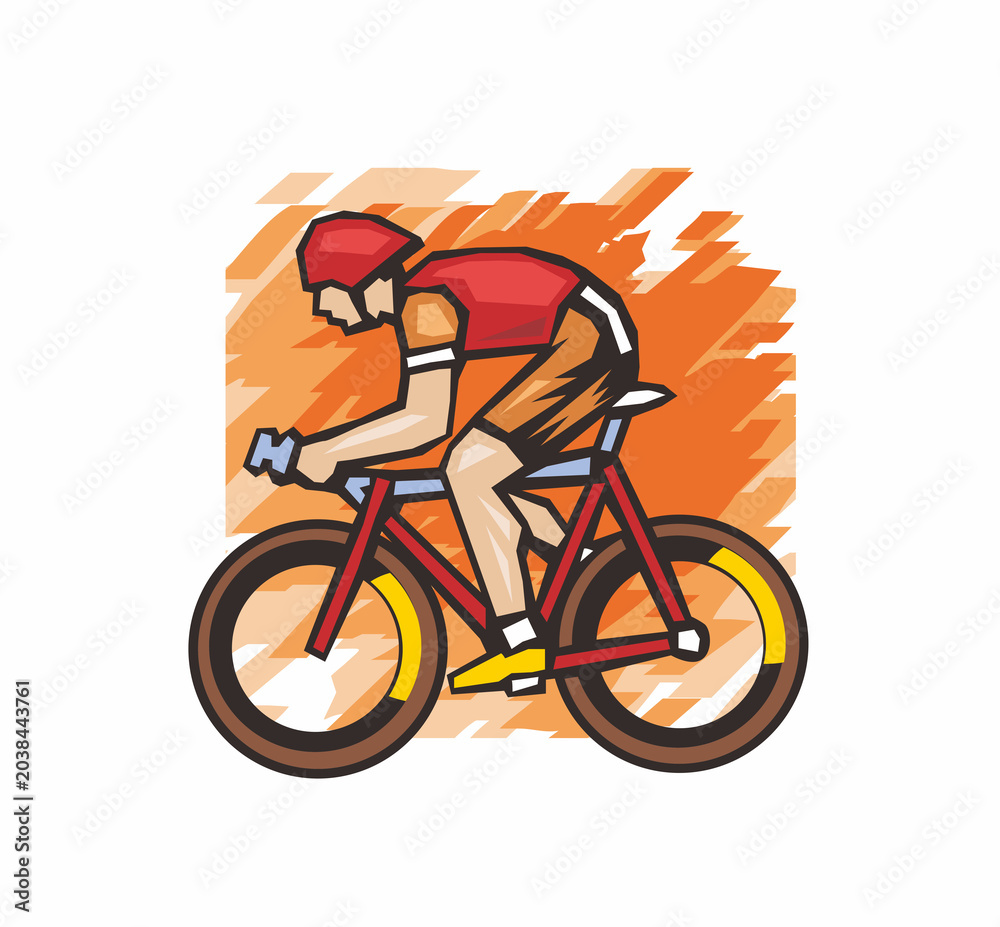 Fototapeta premium Cyclist Racing on a Road Bike with Speed on an Energetic Background