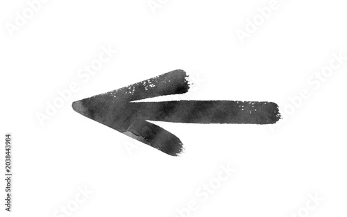 Watercolor arrow black on a white background