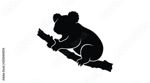 Photography Koala Silhouette On Branch Black And White Graphic