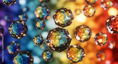 Vibrant colorful bubbles floating freely.