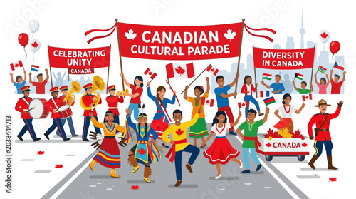 Fotografie Canadian Cultural Parade Celebrating Diversity and Unity