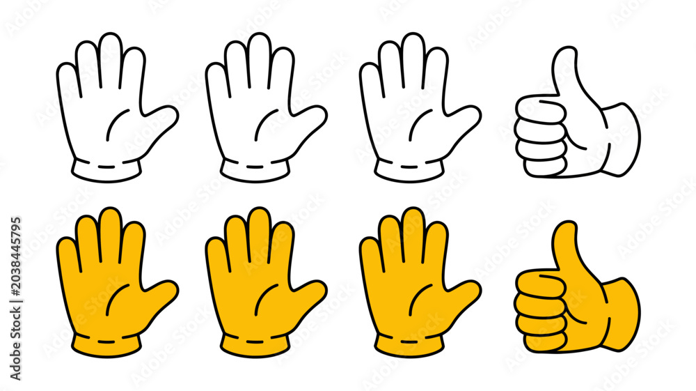 Obraz premium Flat design hand gestures stop thumbs up open palm icons set
