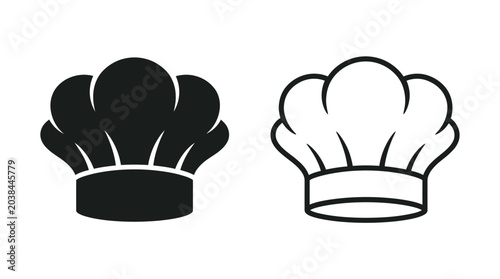Foto Chef s hat silhouettes black and white vector illustration