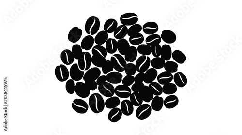 Photography Black Coffee Beans Silhouette On White Background