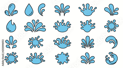Obraz na plátne Dynamic Collection of Illustrative Water Splashes and Drops for Purity Concepts