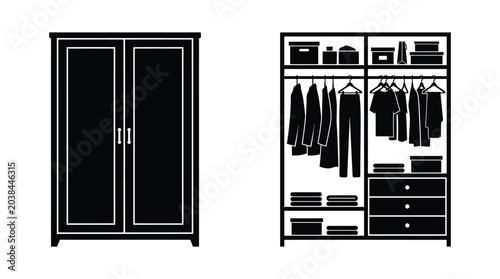 wardrobe closet silhouette furniture storage clothing organizer