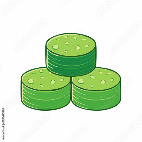 Stack of Green Slices with Bubbles