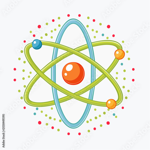Stylized Atom Model with Orbiting Electrons
