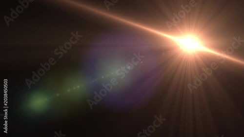 Bright golden lens flare overlay with cinematic sunlight effect and glowing reflections, ideal for luxury branding videos, movie intros, and visual effects editing.