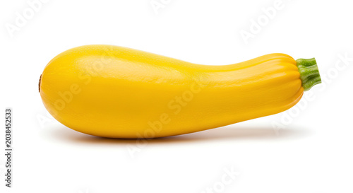 Vibrant yellow squash isolated on a clean white background studio shot.