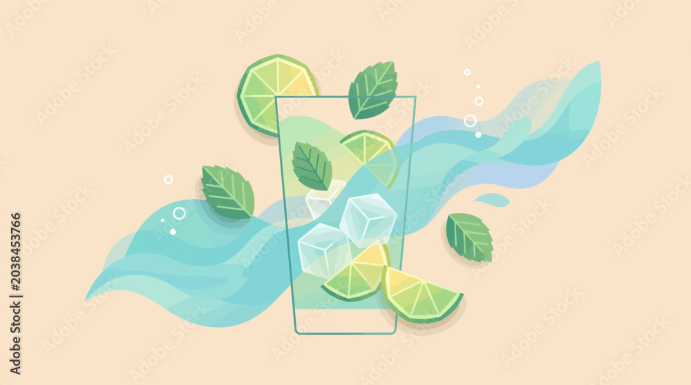 Naklejka premium Minimal Abstract Mojito Tropical Background
