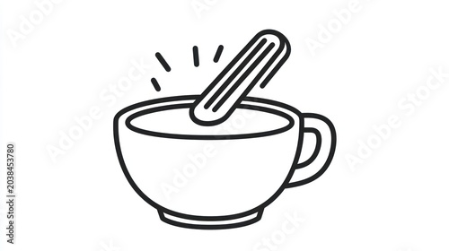 Simple cup of coffee with a stirrer