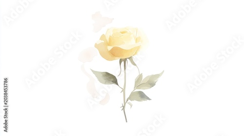 Delicate pale yellow rose illustration