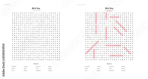 Educational Word Search for MLK Day - 9NI