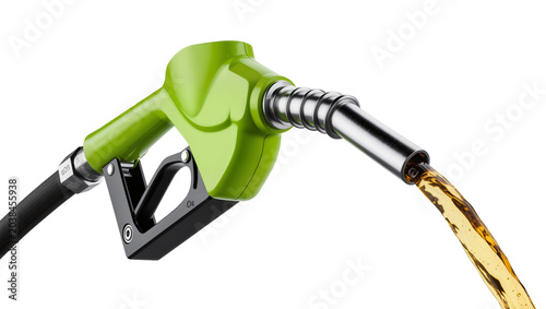 Fotografía Green fuel nozzle dispensing golden liquid