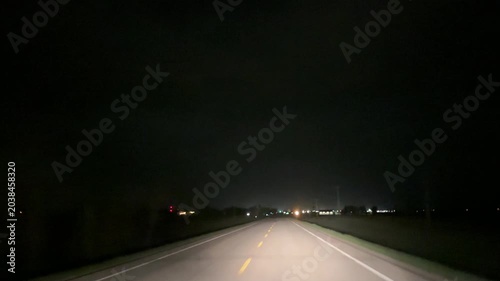 Scenic Night Drive on Open Highway Through Countryside