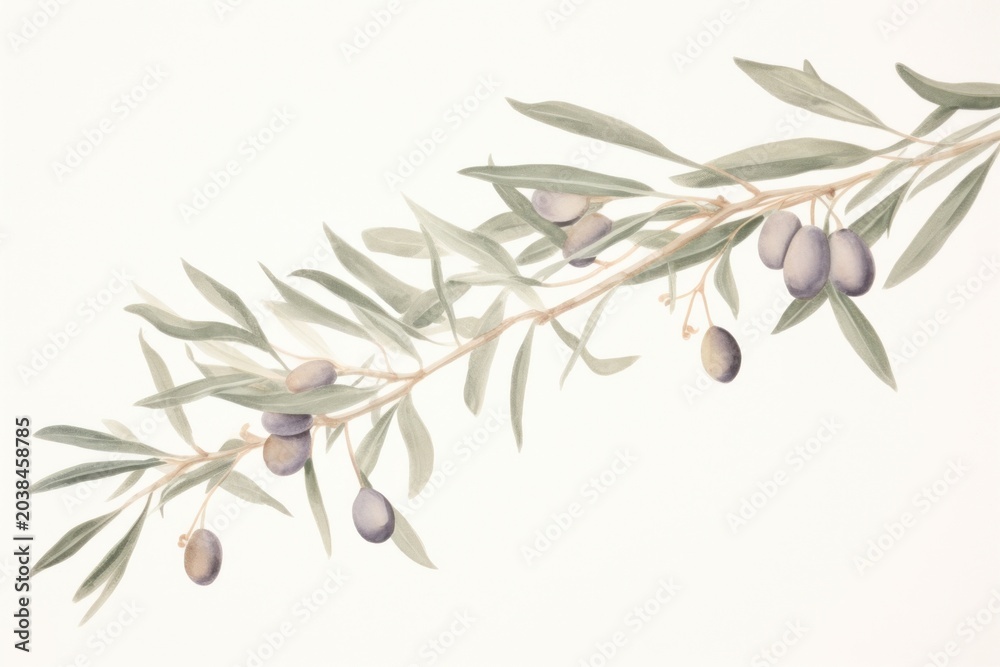 Obraz premium Olive branch plant leaf freshness.