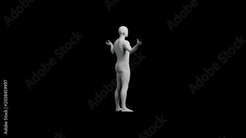 Mannequin figure with arms outstretched on black background