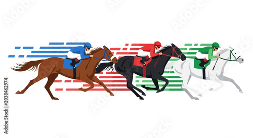 Horse Racing Jockeys Competing in a Fast-Paced Race