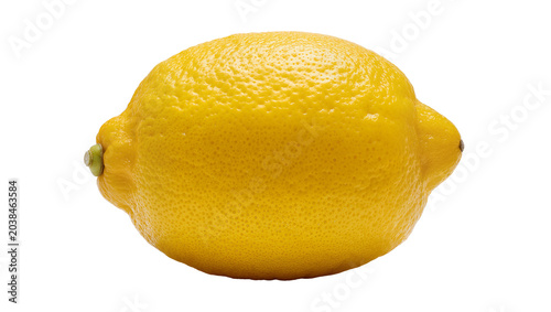Tableau sur toile Whole yellow lemon with textured rind and green stem nub