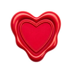 Red heart-shaped wax seal with decorative border