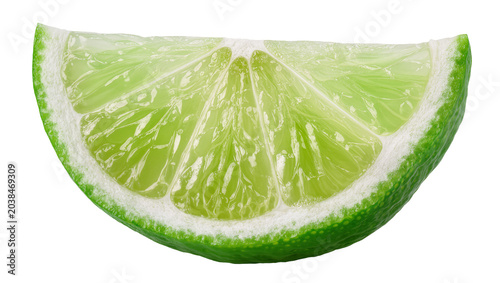 Fotografía Fresh lime slice with white pith and green rind